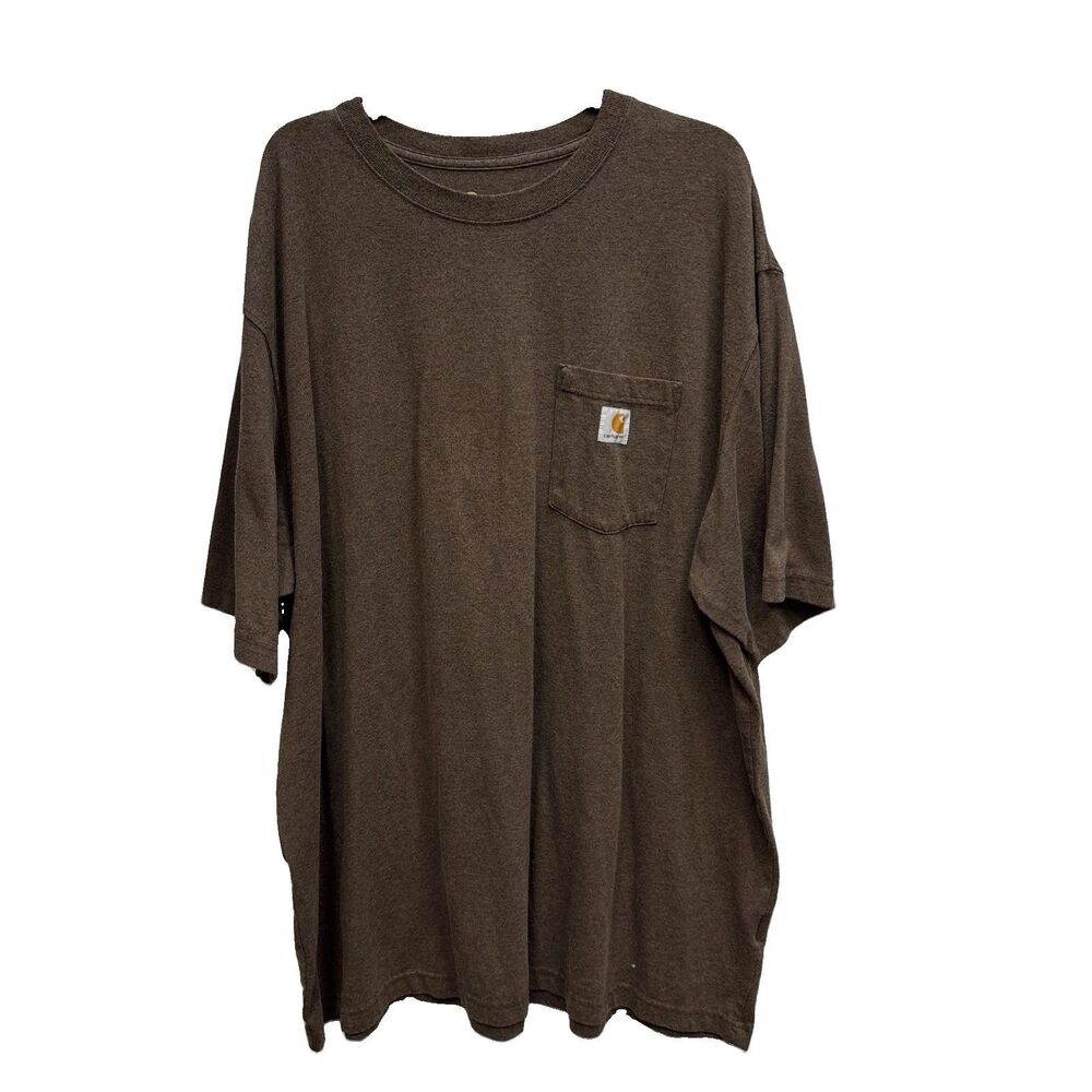 Carhartt T Shirt Cotton Men 3XL Brown Logo Pocket Short Sleeve